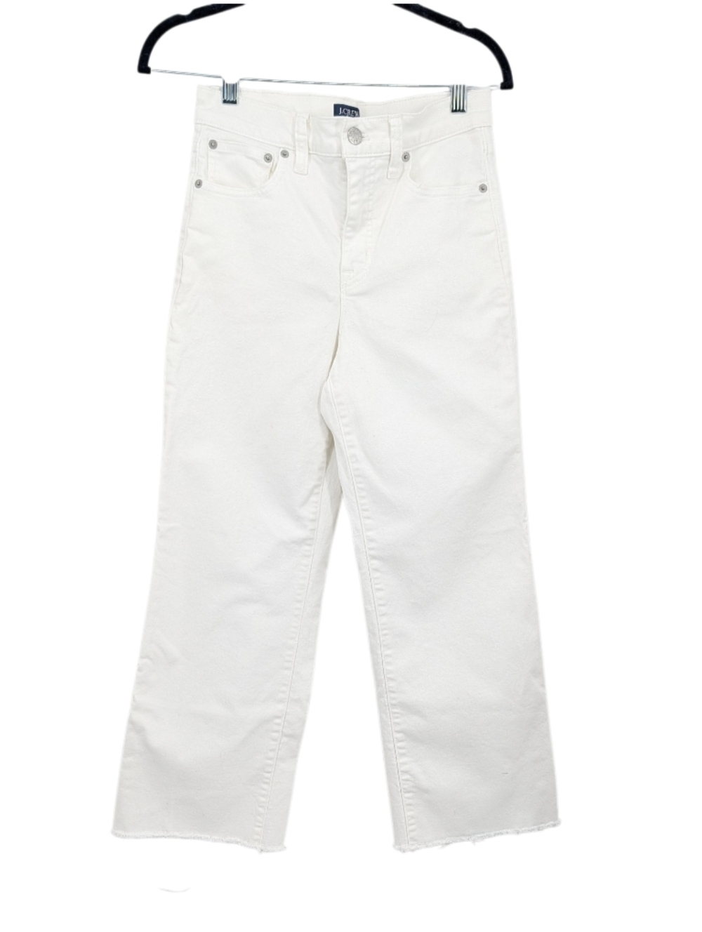 J.Crew Wide Leg Crop Jeans White Size 25 Frayed Hem Spring